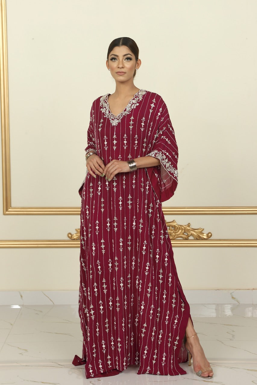 IVY Mehroon Marine Kaftan - Luxury Pret