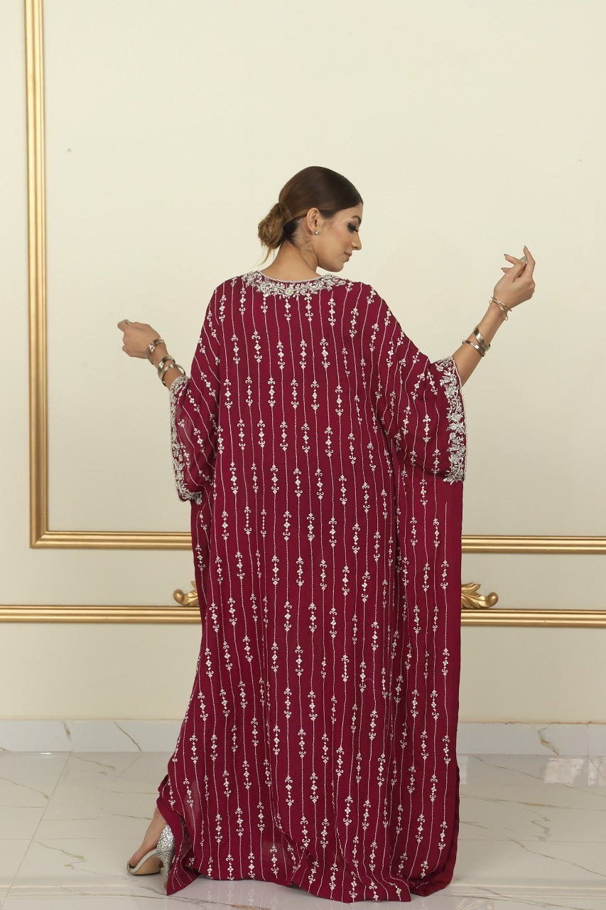 IVY Mehroon Marine Kaftan - Luxury Pret