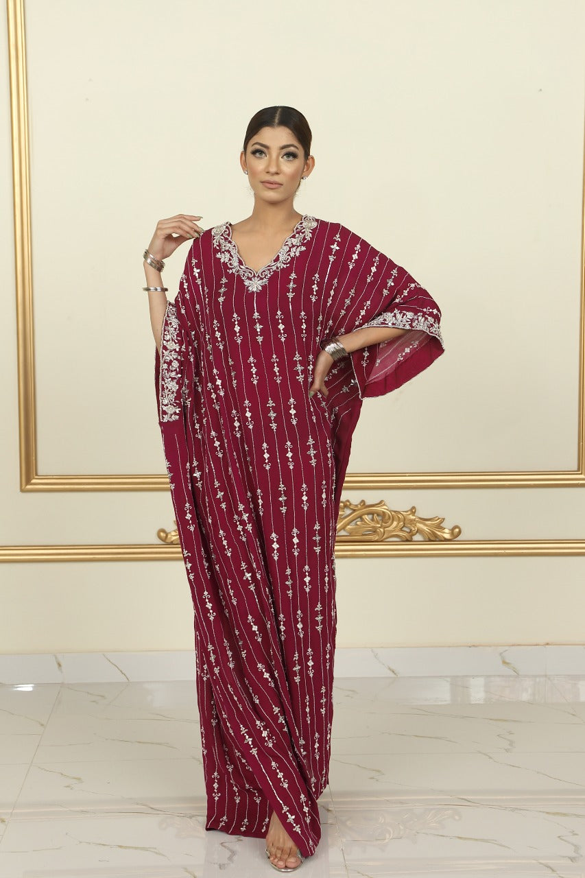 IVY Mehroon Marine Kaftan - Luxury Pret